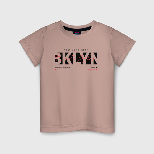 Детская футболка хлопок Brooklyn, bklyn, цвет пыльно-розовый