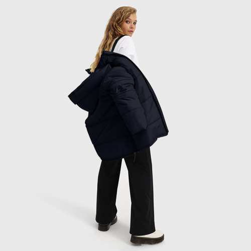 Женская зимняя куртка 3D с принтом Глубокий чёрно-синий однотонный, вид сбоку #3
