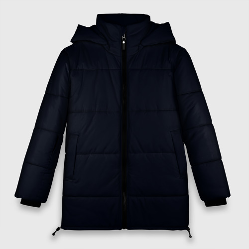 Женская зимняя куртка 3D с принтом Глубокий чёрно-синий однотонный, вид спереди #2