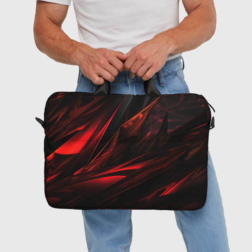 Сумка для ноутбука 3D Black red background, цвет 3D печать - фото 5
