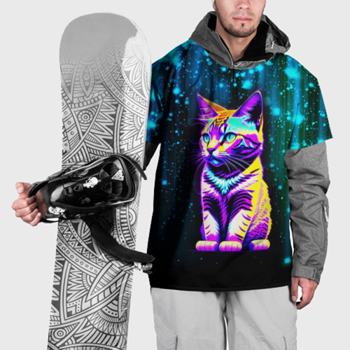 Накидка на куртку 3D Космический котёнок - звездопад, цвет 3D печать