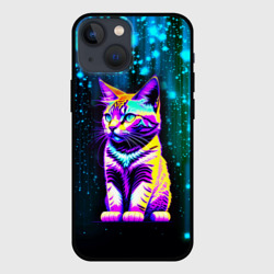 Чехол для iPhone 13 mini Космический котёнок - звездопад