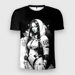 Мужская футболка 3D Slim Красивая девчонка - космонавт NASA