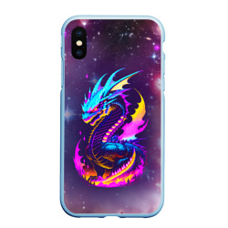 Чехол для iPhone XS Max матовый Space dragon - neon glow - neural network