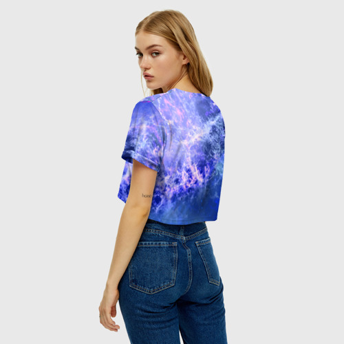 Женская футболка Crop-top 3D Neon tiger - neural network, цвет 3D печать - фото 5