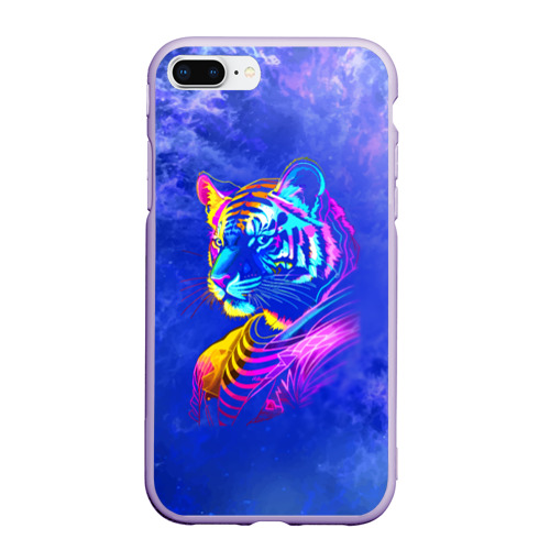 Чехол для iPhone 7Plus/8 Plus матовый Neon tiger - neural network, цвет светло-сиреневый