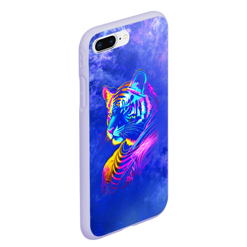 Чехол для iPhone 7Plus/8 Plus матовый Neon tiger - neural network, цвет светло-сиреневый - фото 3