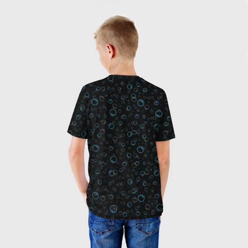 Детская футболка 3D с принтом Evil shark, вид сзади #2