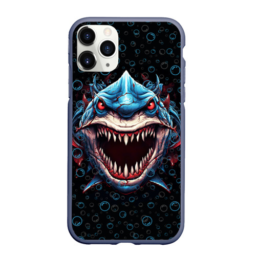 Чехол для iPhone 11 Pro матовый с принтом Evil shark, вид спереди #2