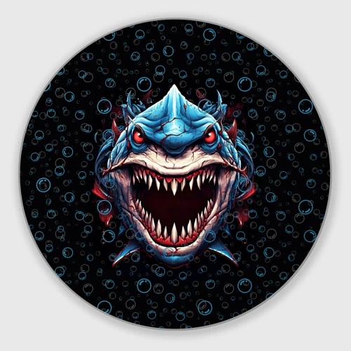 Круглый коврик для мышки Evil shark