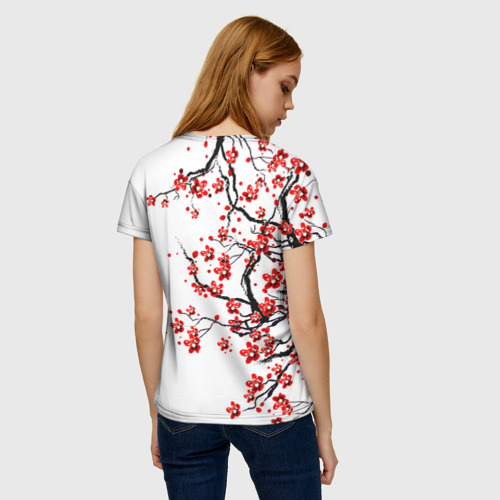 Женская футболка 3D Цветущее дерево сакуры, цвет 3D печать - фото 4