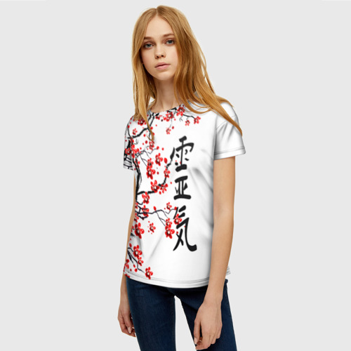 Женская футболка 3D Цветущее дерево сакуры, цвет 3D печать - фото 3