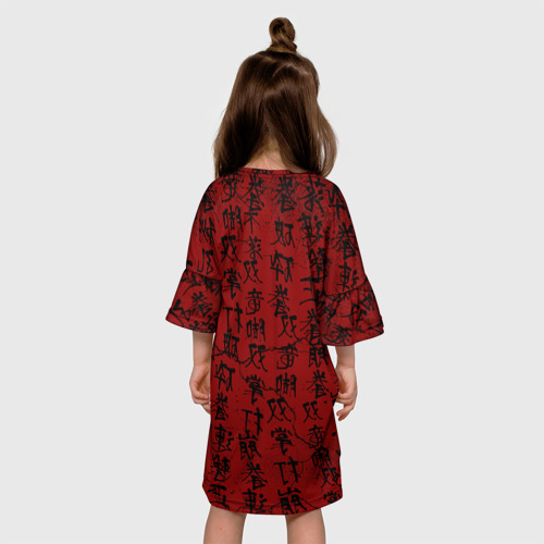 Детское платье 3D Красный дракон и катана - иероглифы, цвет 3D печать - фото 5