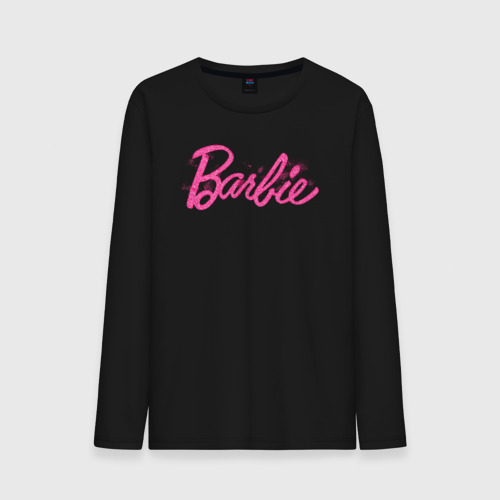 Мужской лонгслив хлопок Блестящий логотип Барби, цвет черный