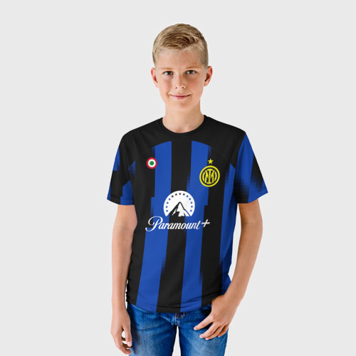 Детская футболка 3D ФК Интер форма 23-24 домашняя, цвет 3D печать - фото 3
