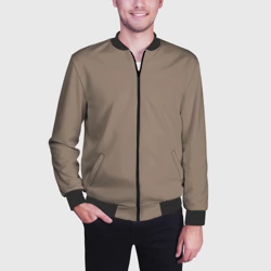 Мужской бомбер 3D Тёмно-бежевый однотонный - фото 2