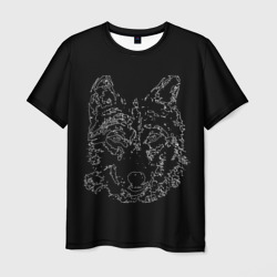 Мужская футболка 3D Волк стилизация чёрный