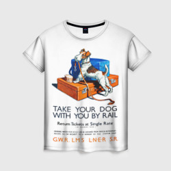 Женская футболка 3D Возьми собаку в поезд