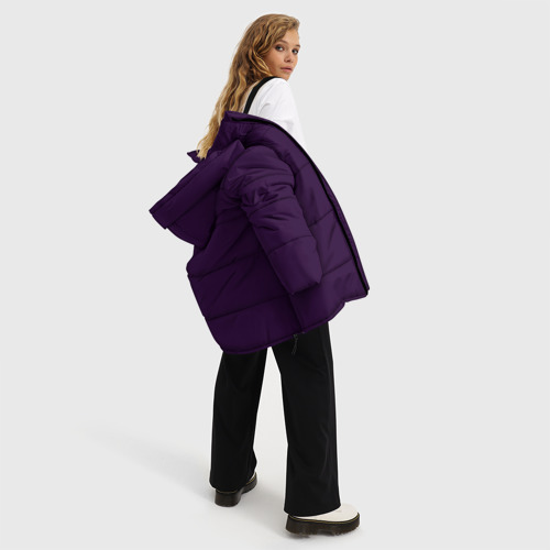 Женская зимняя куртка Oversize Глубокий фиолетово-чёрный однотонный, цвет черный - фото 5