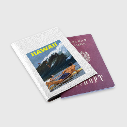 Обложка для паспорта матовая кожа Серфинг на Гавайях, цвет пыльно-розовый - фото 3