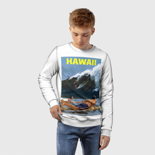 Детский свитшот 3D Серфинг на Гавайях, цвет 3D печать - фото 3