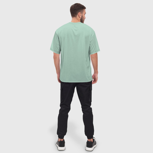 Мужская футболка oversize 3D Серо-зеленый однотонный, цвет 3D печать - фото 4
