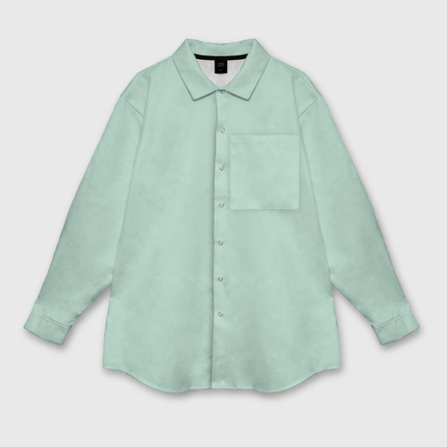 Женская рубашка оверсайз с принтом Серо-зеленый однотонный, вид спереди №1