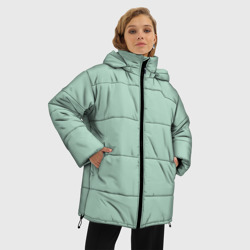 Женская зимняя куртка Oversize Серо-зеленый однотонный - фото 2