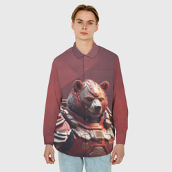 Мужская рубашка oversize 3D Бронированный медведь - фото 2