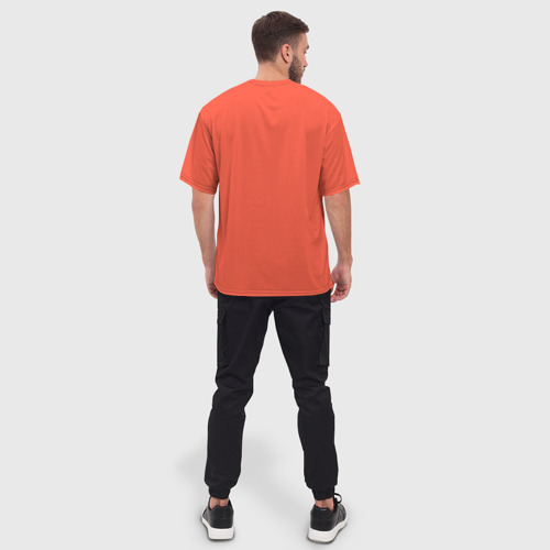Мужская футболка oversize 3D Красно-оранжевый однотонный, цвет 3D печать - фото 4