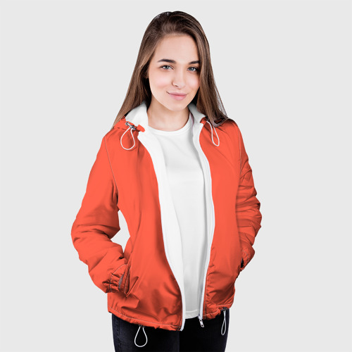 Женская куртка 3D Красно-оранжевый однотонный, цвет белый - фото 4