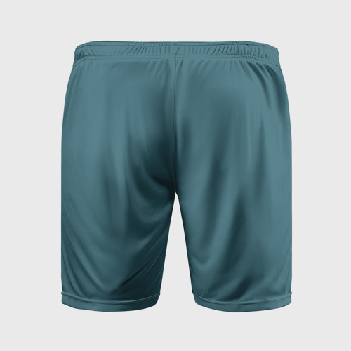 Мужские шорты спортивные Бирюзово-синий однотонный, цвет 3D печать - фото 2