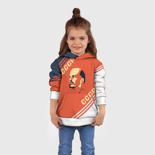 Детская толстовка 3D с принтом Ленин на красном фоне, вид сбоку #3