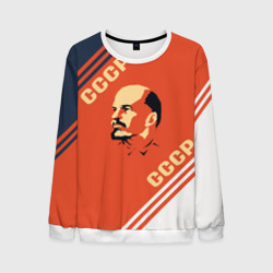 Мужской свитшот 3D Ленин на красном фоне