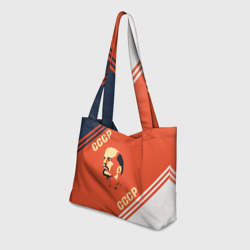 Пляжная сумка 3D Ленин на красном фоне - фото 2