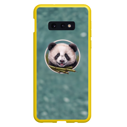Чехол для Samsung S10E с принтом Милая мордочка панды с бамбуком, вид спереди #2
