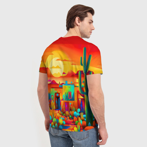 Мужская футболка 3D Мексиканский янтарный закат в пустыне, цвет 3D печать - фото 4