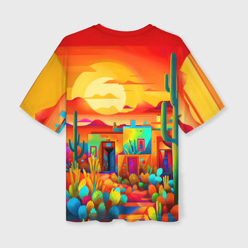 Женская футболка oversize 3D Мексиканский янтарный закат в пустыне, цвет 3D печать - фото 2