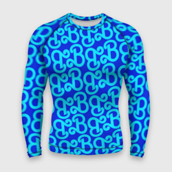 Мужской рашгард 3D Логотип Барби - синий паттерн