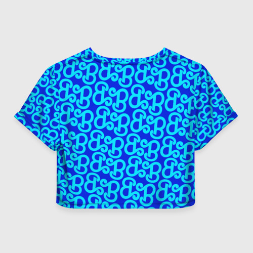 Женская футболка Crop-top 3D Логотип Барби - синий паттерн, цвет 3D печать - фото 2