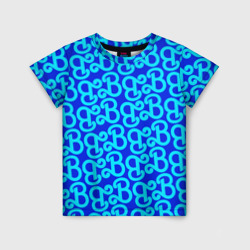 Детская футболка 3D Логотип Барби - синий паттерн