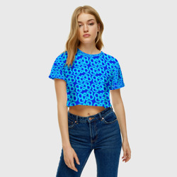 Женская футболка Crop-top 3D Логотип Барби - синий паттерн - фото 2