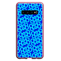 Чехол для Samsung Galaxy S10 Логотип Барби - синий паттерн