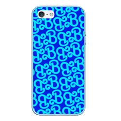 Чехол для iPhone 5/5S матовый Логотип Барби - синий паттерн