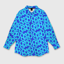 Мужская рубашка oversize 3D Логотип Барби - синий паттерн