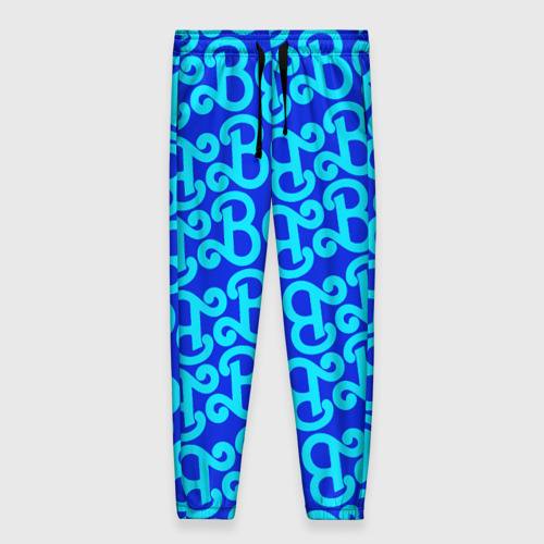 Женские брюки 3D Логотип Барби - синий паттерн, цвет 3D печать