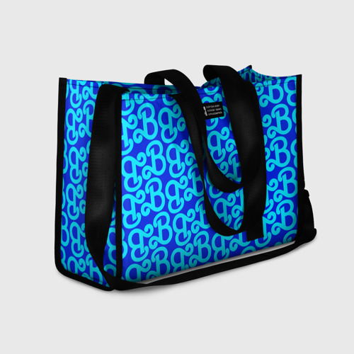Сумка-шоппер 3D с принтом Логотип Барби - синий паттерн, фото #4