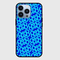 Чехол для iPhone 13 Pro Логотип Барби - синий паттерн