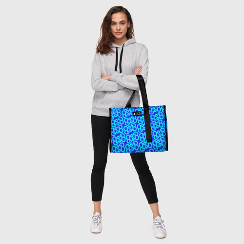 Сумка-шоппер 3D с принтом Логотип Барби - синий паттерн, фото #5