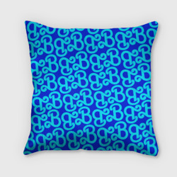 Подушка 3D Логотип Барби - синий паттерн